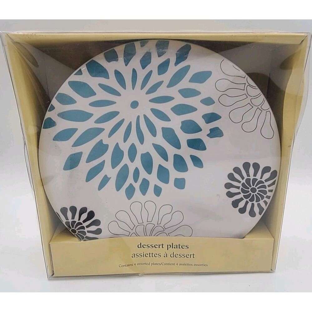 NOS Pier 1 Imports Dessert Plates Mod Mum Set of 4 Retro Boho
